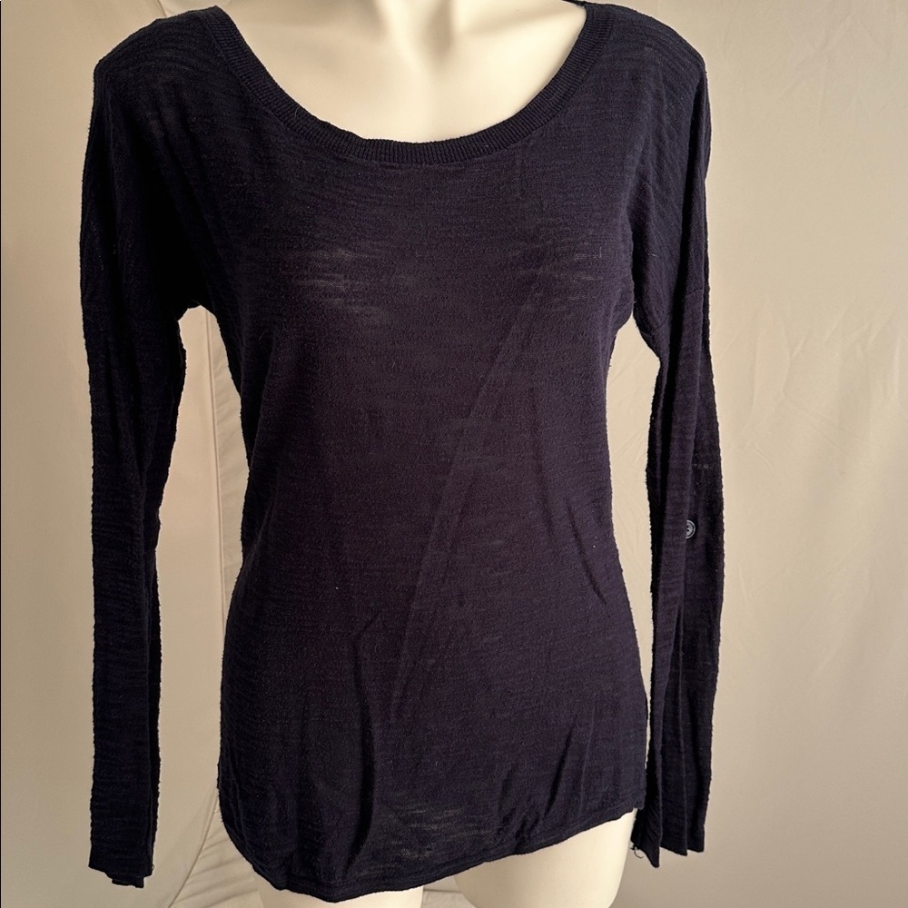 Express navy blue scoop neck drop shoulder dolman sleeve burnout sweater